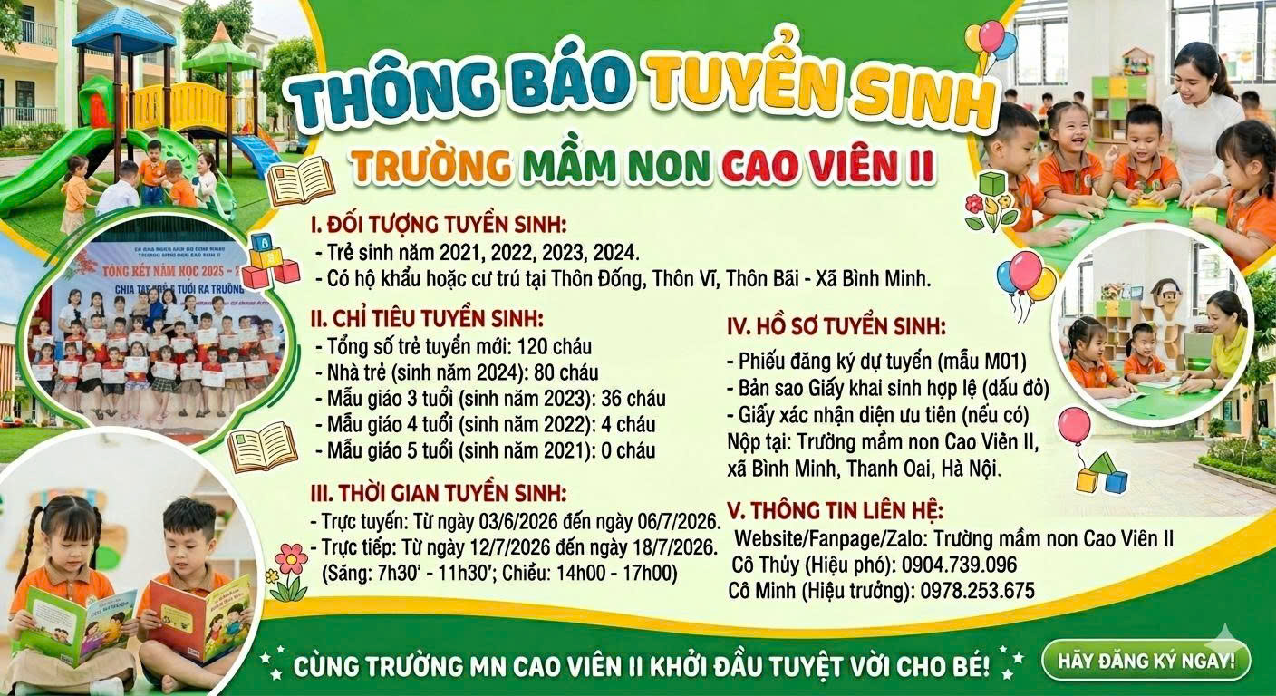 THÔNG BÁO TUYỂN SINH NĂM HỌC 2026-2027